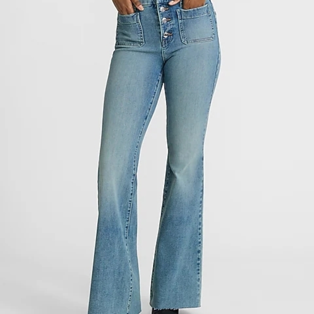 Express Light Blue Wide Leg Jeans